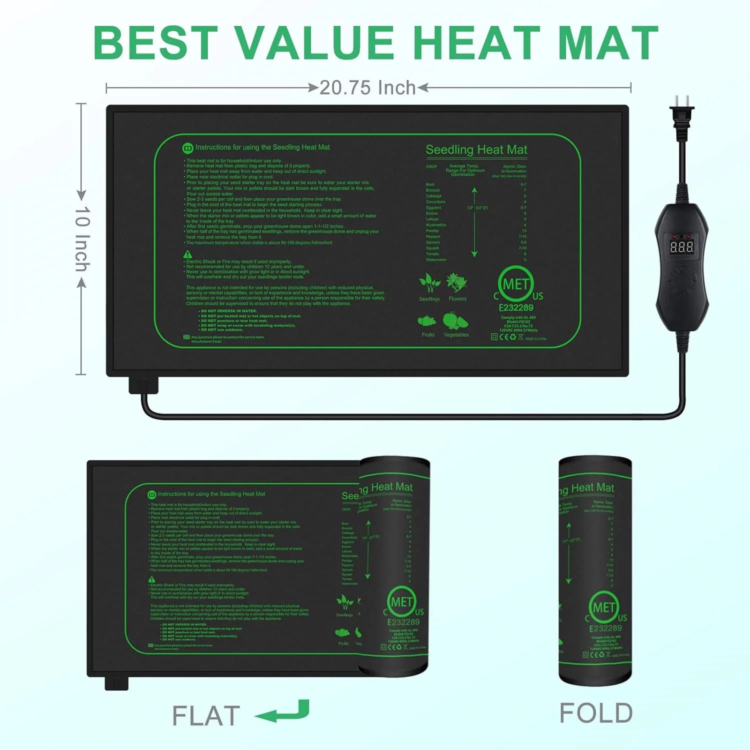 Seedling Heat Mat with Digital Thermostat - Optimal Plant Germination