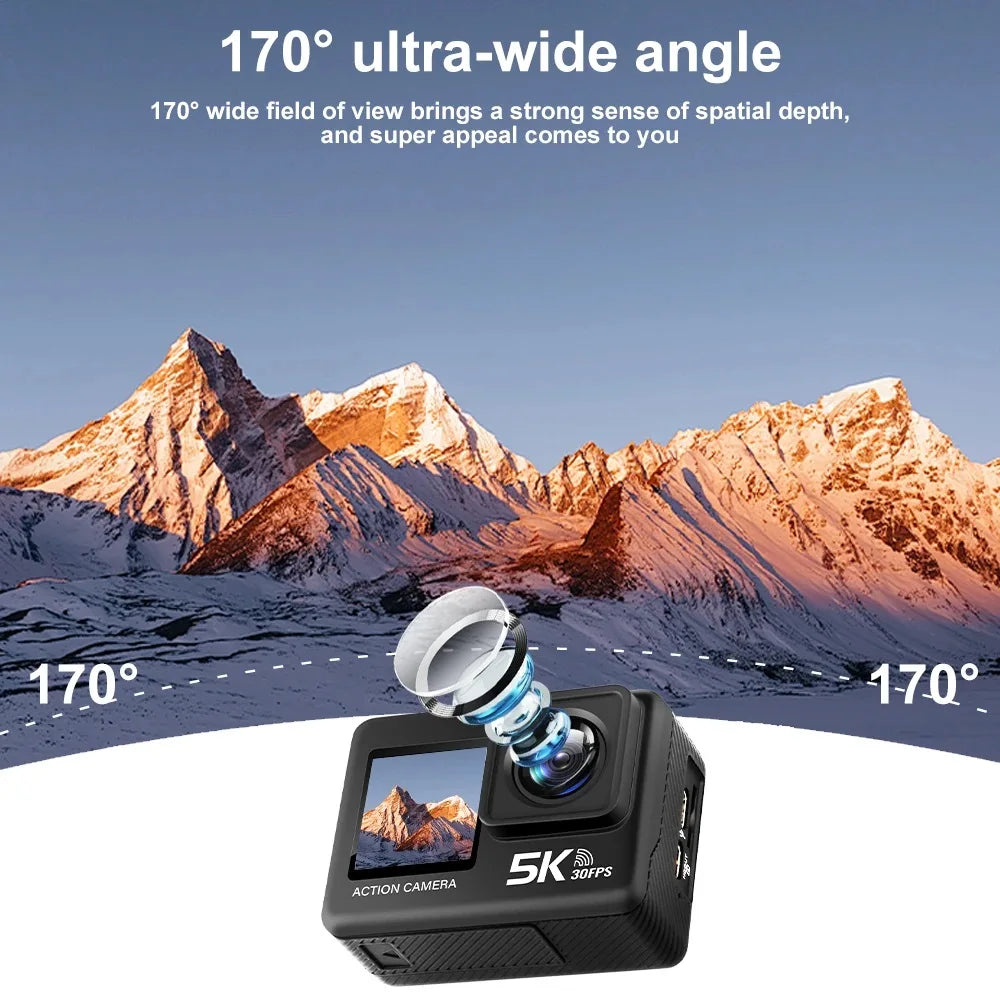 Kamera sportowa sony imx576 5k 4k60fps wodoodporna 48mp z wi-fi