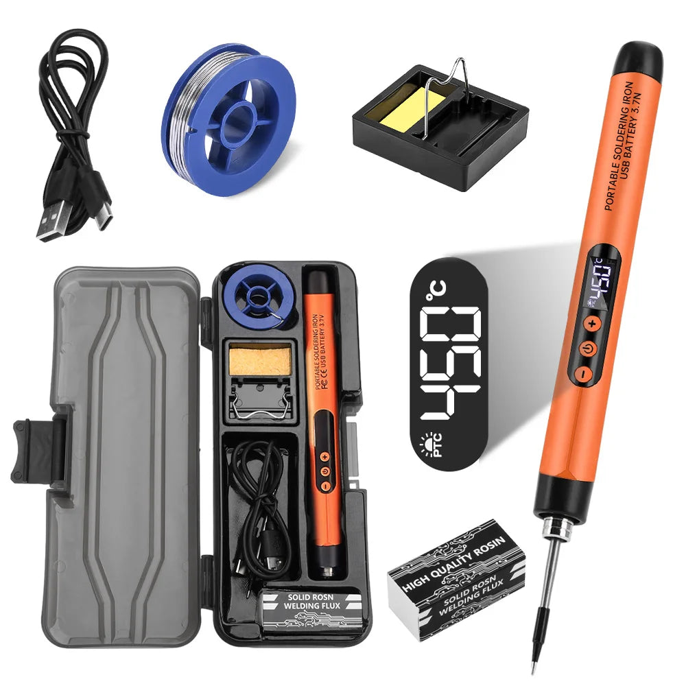 Portable USB-C Soldering Iron Set - 600mAh Battery, Adjustable Temp for DIY & Repairs