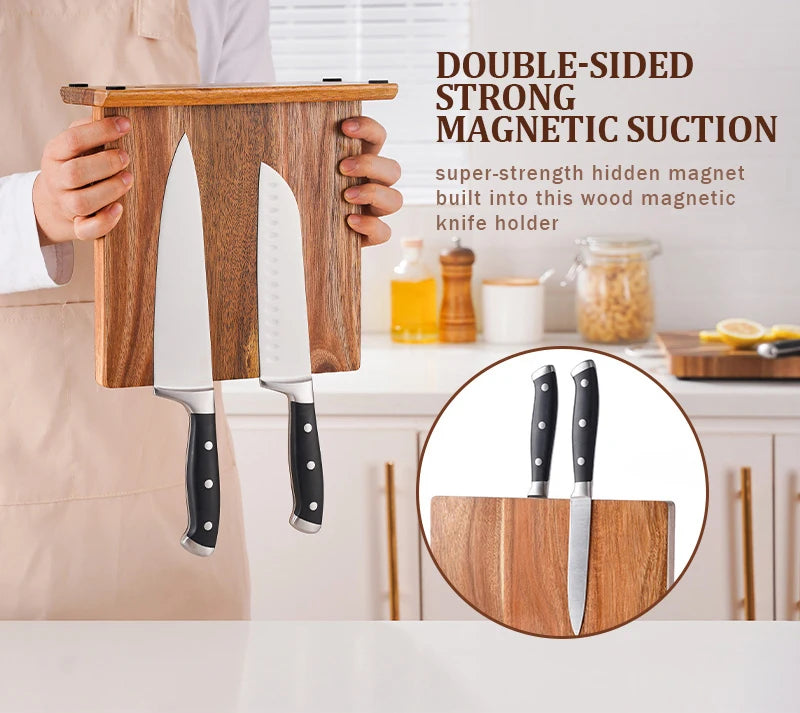 Premium Acacia Magnetic Knife Block - Organize & Display