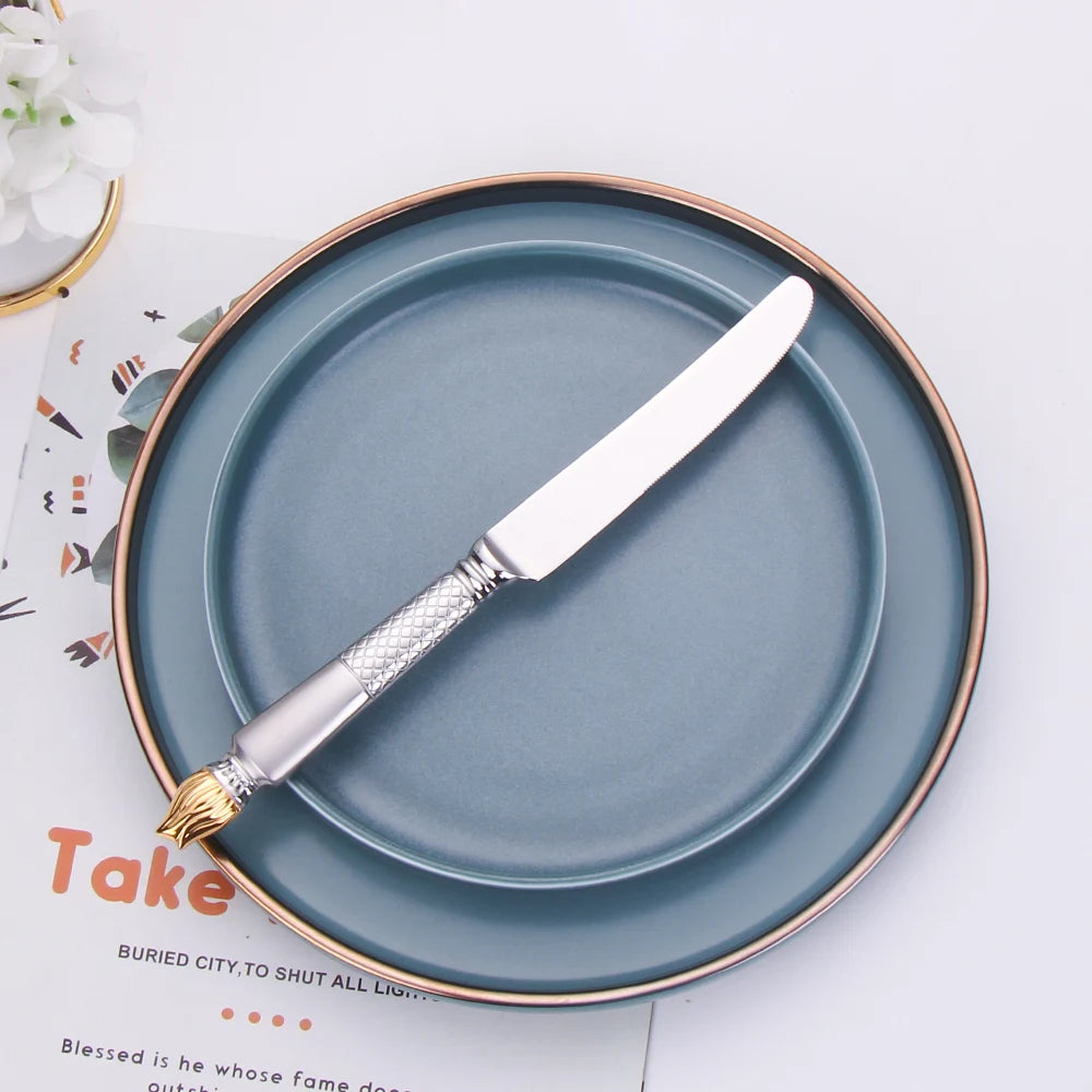 Luxury Vintage Stainless Steel Cutlery Set - Elegant Dining