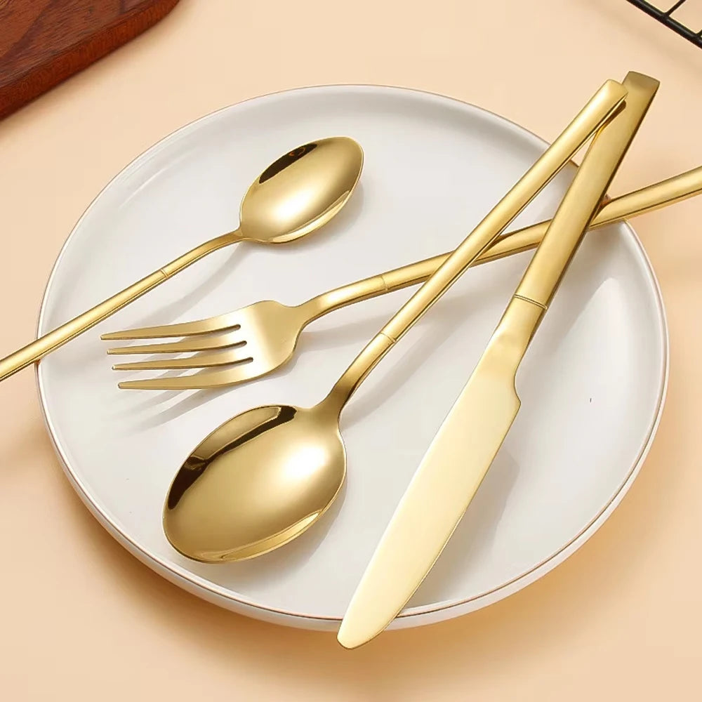 Luxury Gold Cutlery Set - 30-Piece Stainless Steel Dining