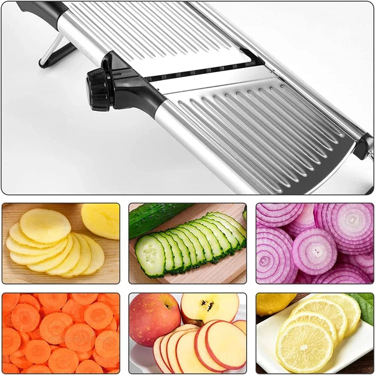 LMETJMA Adjustable Mandoline Slicer - Stainless Steel Vegetable Chopper & Cutter