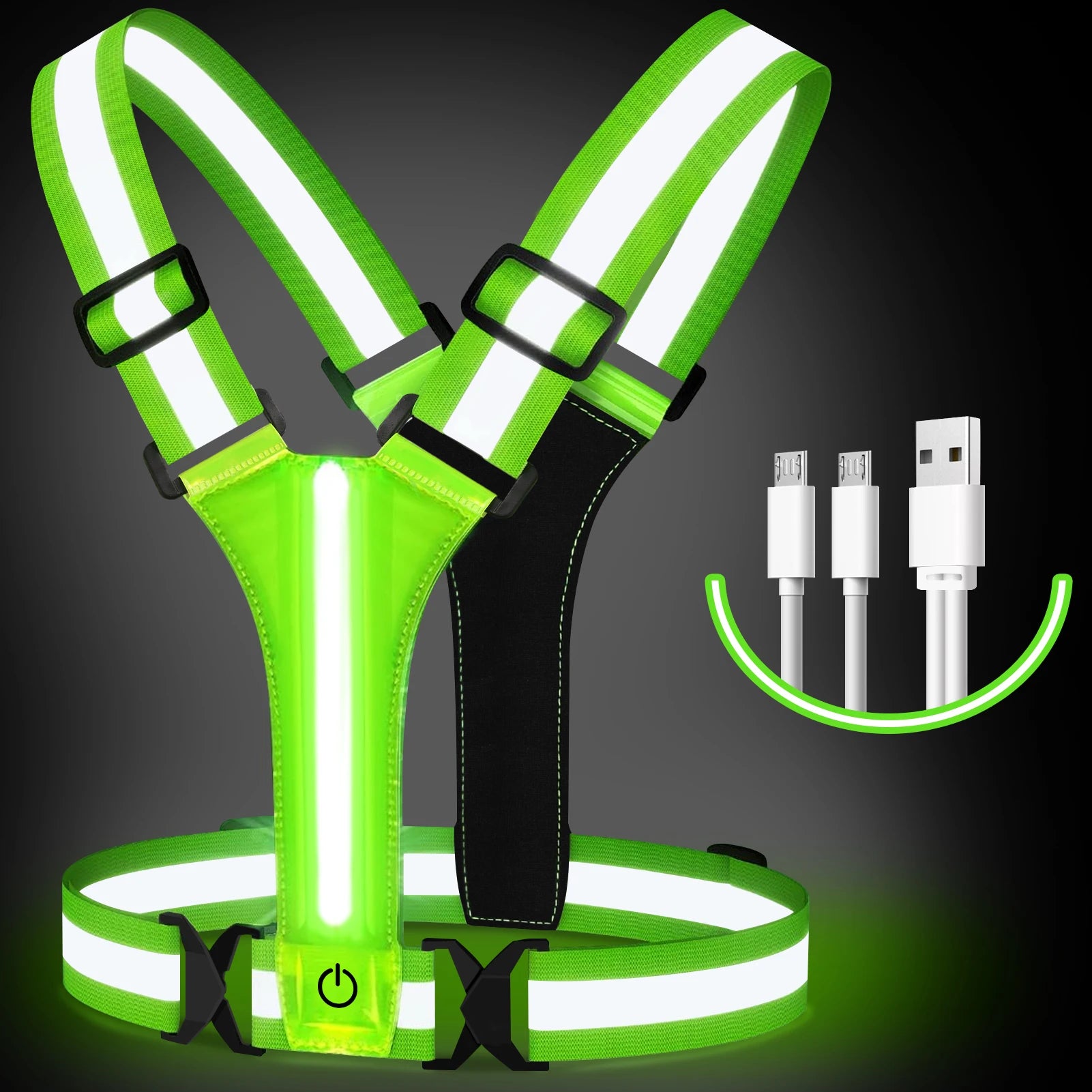 Kamizelka led do biegania | ładowana usb i odblaskowa wysoka widoczność