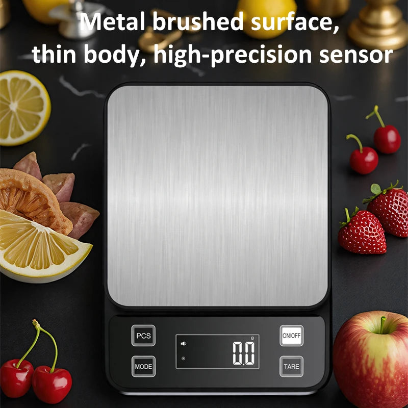 Digital Waterproof Stainless Steel Kitchen Scale - 3/5/10kg, 0.1g Precision
