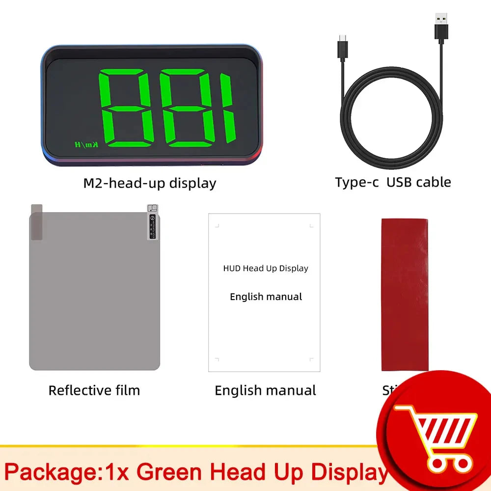 M2 HD Car HUD Windshield Projector | GPS Speedometer Display