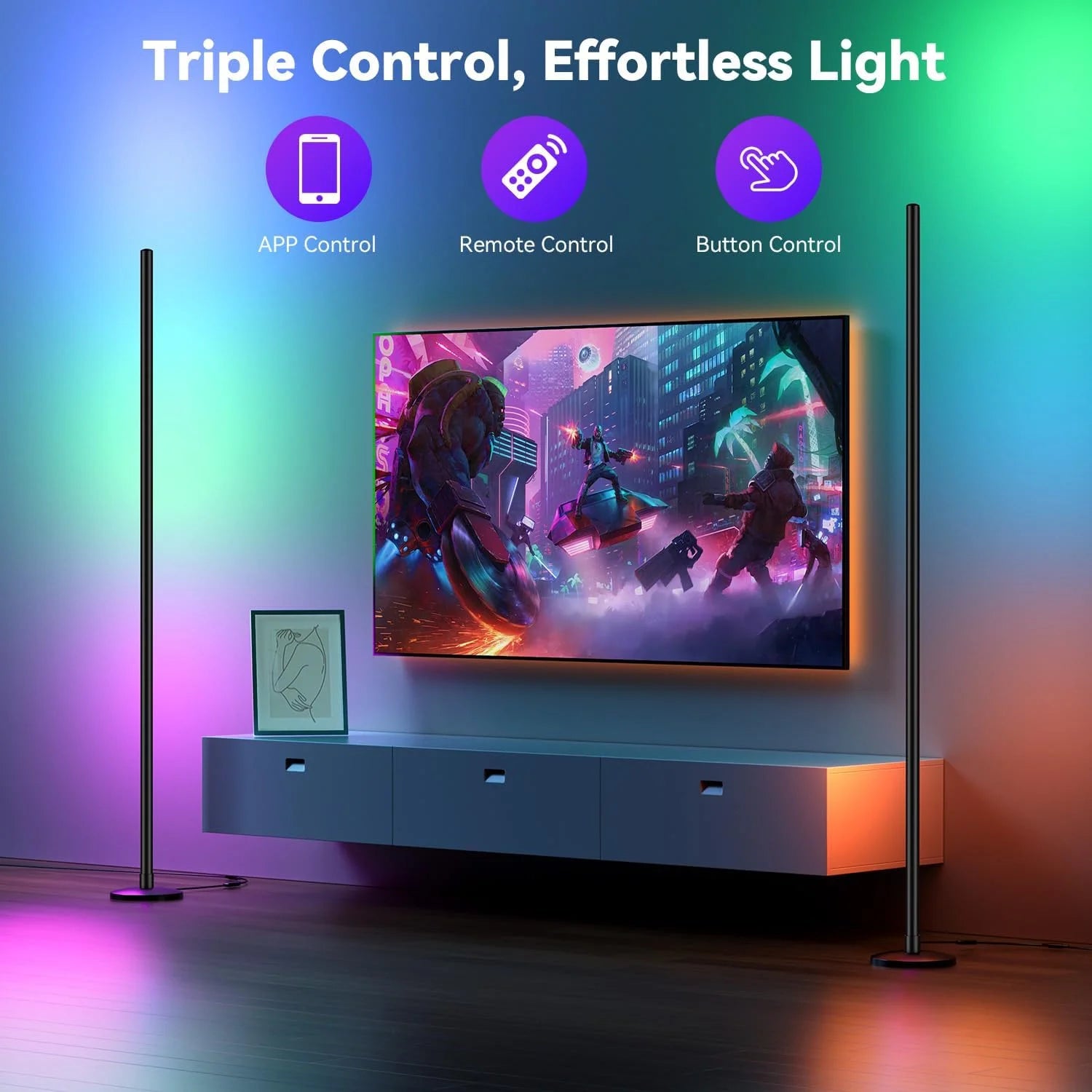 RGB IC Corner Floor Lamp with App & Remote - Smart LED