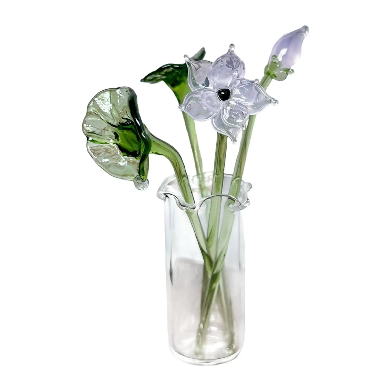 Timeless Glass Flower Bouquet & Vase Figurine | Elegant Home Decor