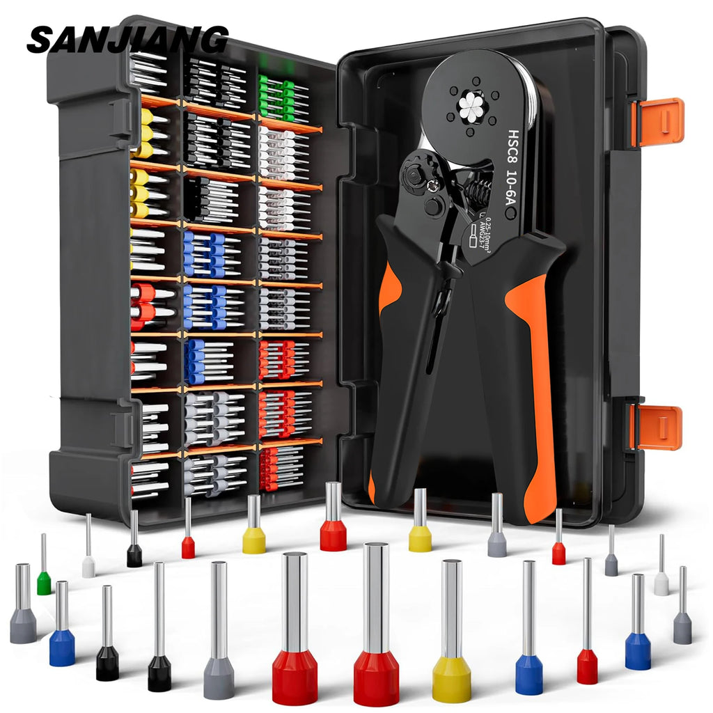 Hexagonal Self-Adjustable Ratchet Ferrule Crimping Tool Kit 23-7AWG | Precision Electrical Connectors