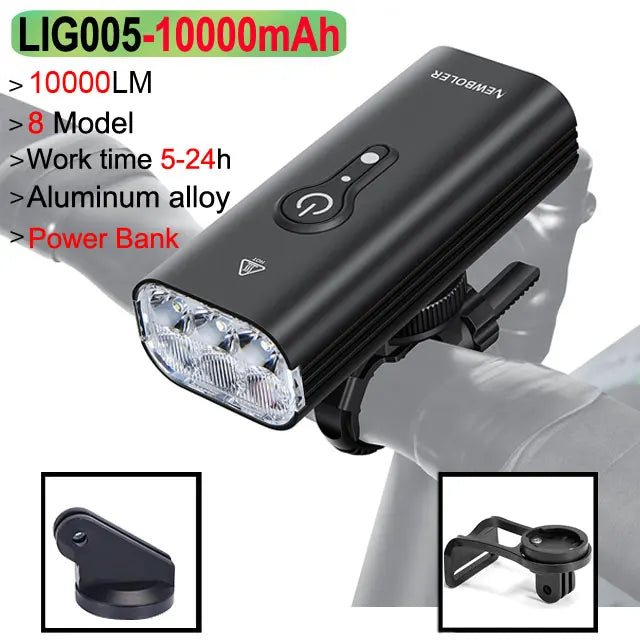NEWBOLER 10000LM Smart Bicycle Light | USB Rechargeable 10000mAh Front Lamp