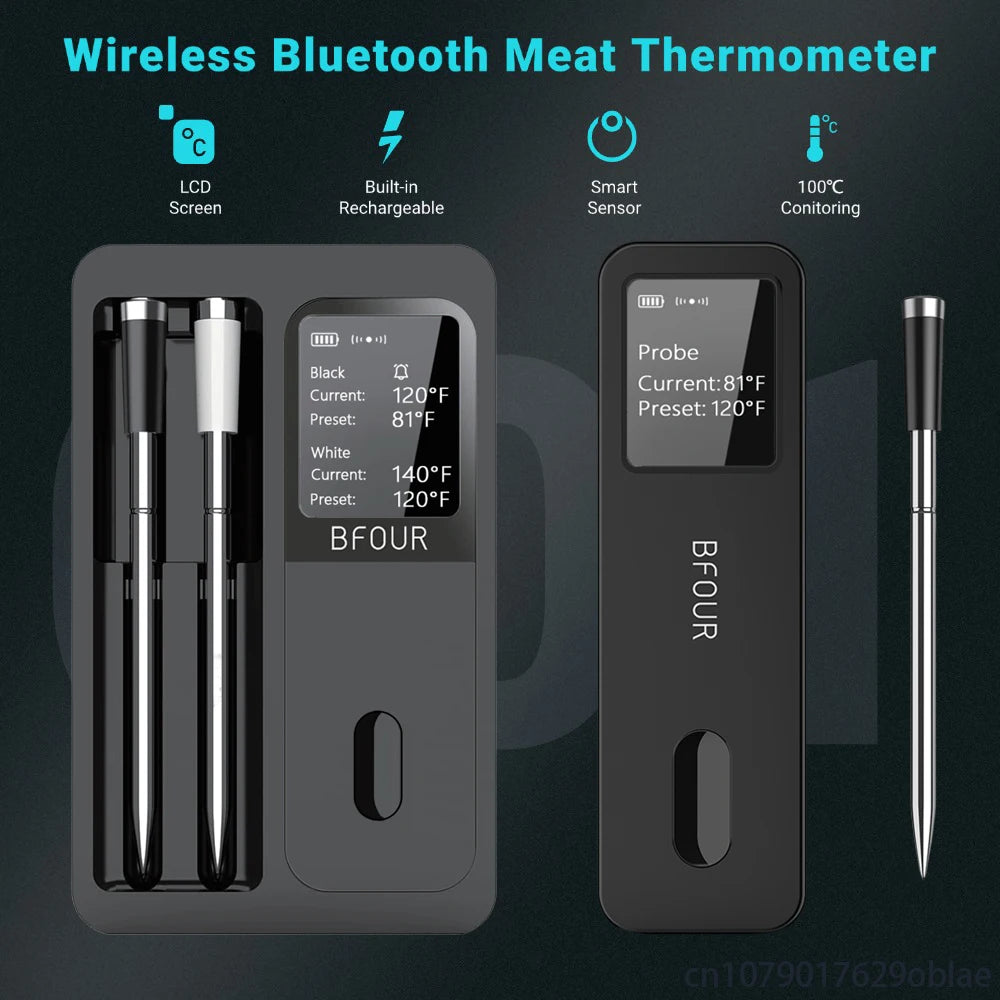 Wireless Bluetooth Meat Thermometer - IP67 Waterproof Probes for Grilling & BBQ
