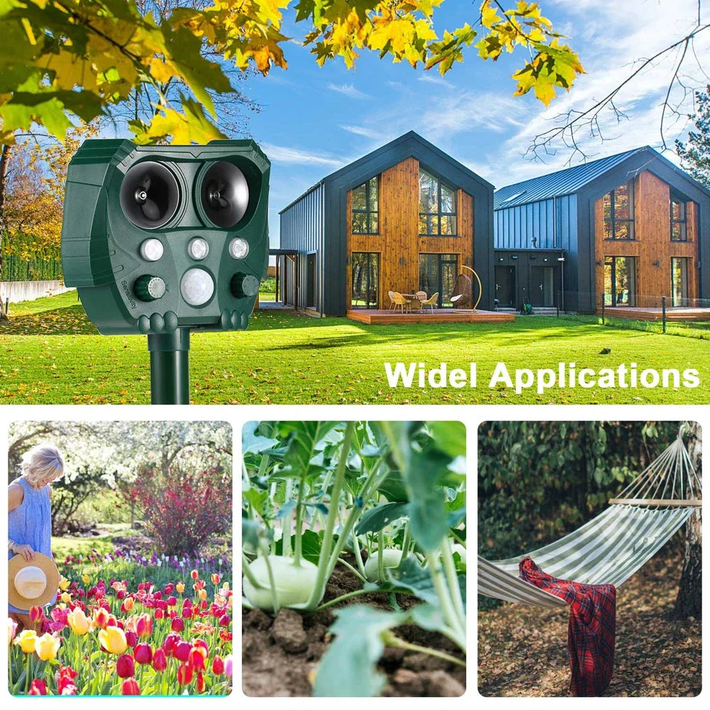 Solar Powered Ultrasonic Animal Repeller | Garden & Yard Deterrent