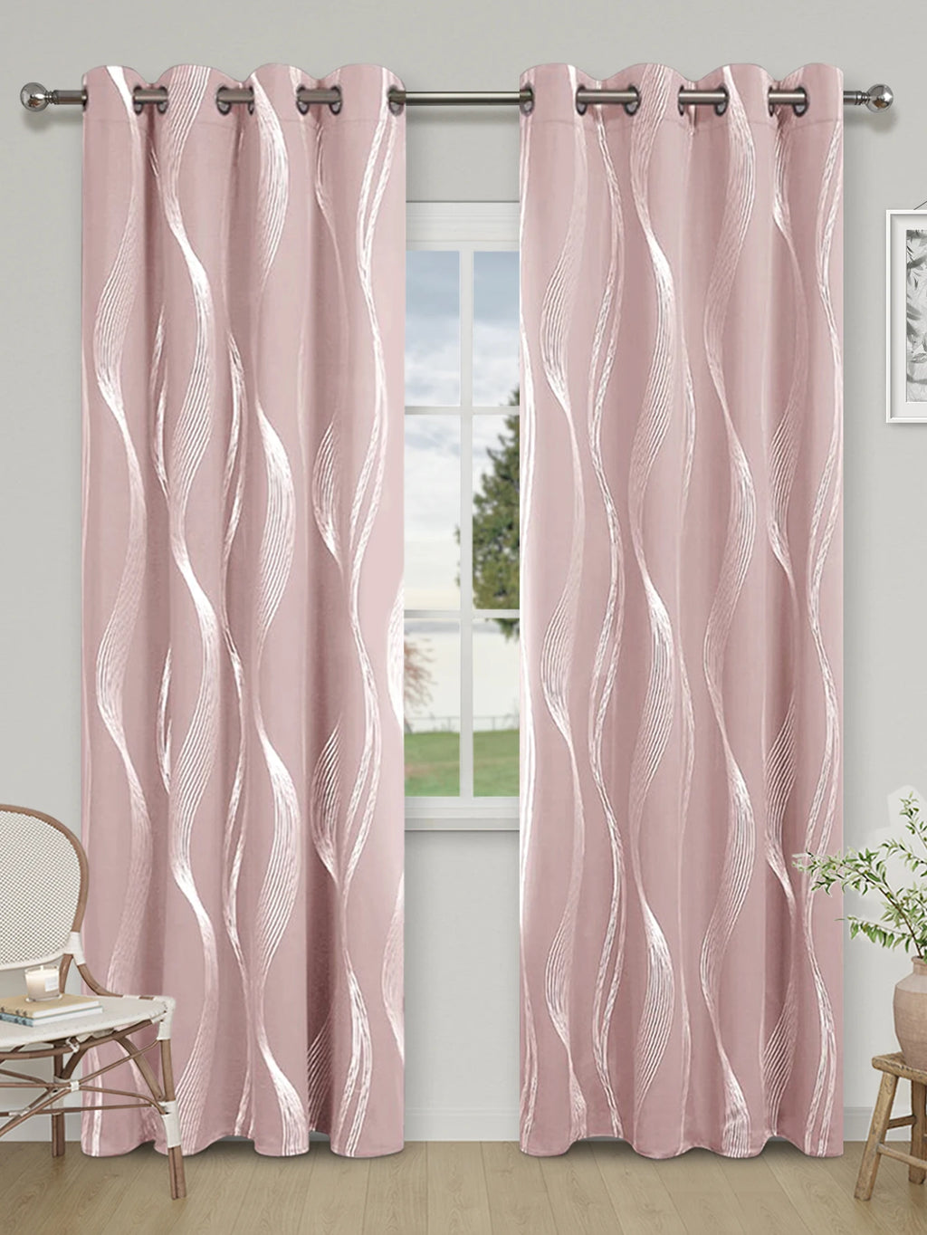 Silver Wave Blackout Curtains: Thermal Insulation & Ultimate Room Darkening