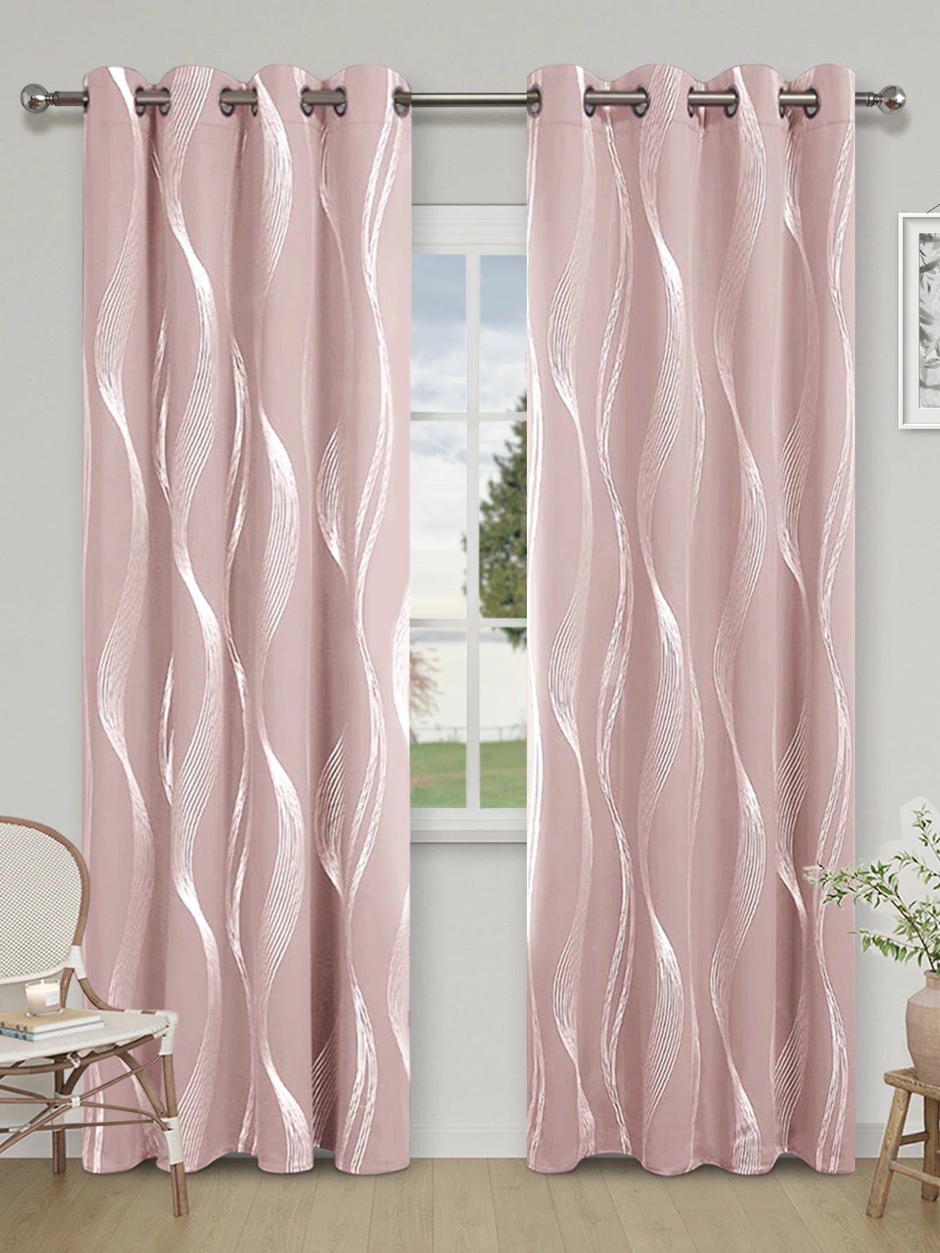 Silver Wave Blackout Curtains: Thermal Insulation & Ultimate Room Darkening