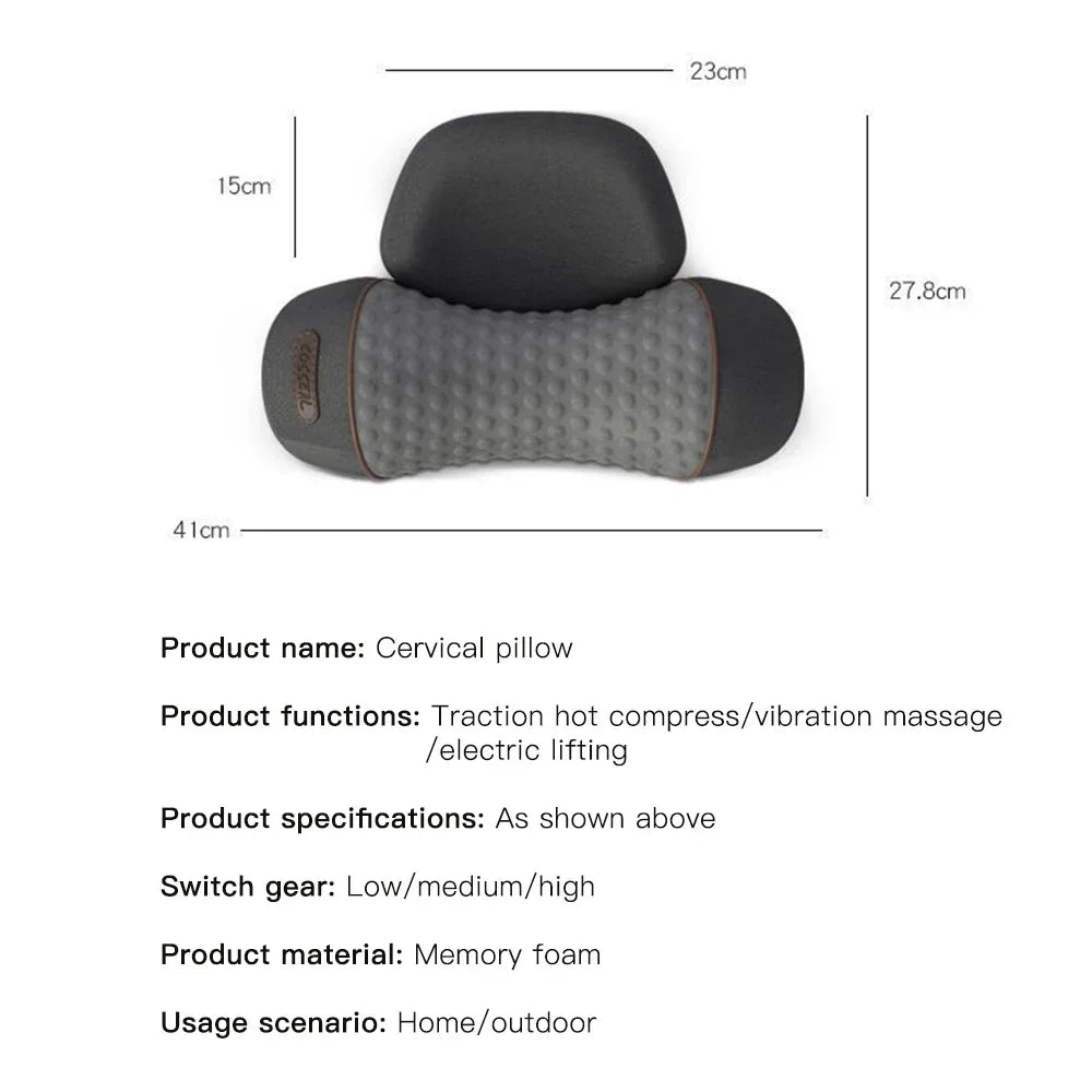 Electric Neck Massager Pillow with Heat & Traction | Cervical Pain Relief