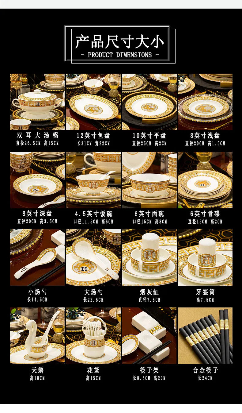 Vabena Luxury Bone China Dinnerware Set - Elegant Dining