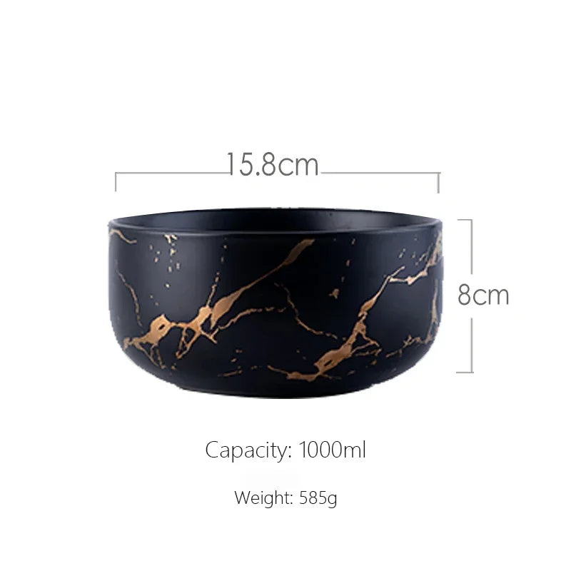 Nordic Marble Ceramic Bowl Set - Elegant Kitchen & Dining