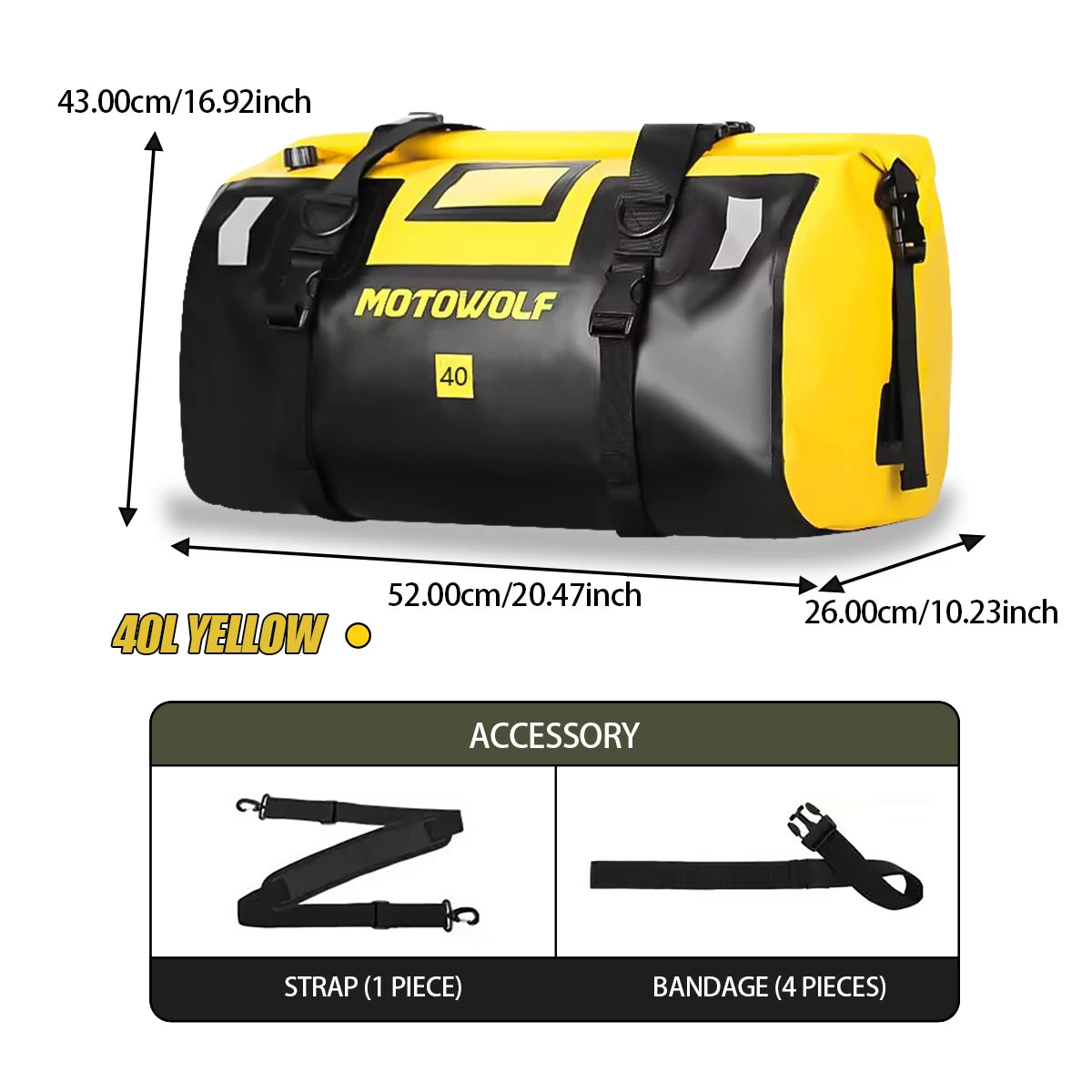Wodoodporna torba motocyklowa na bagaż | suchy plecak rolowany | 20l, 40l, 66l