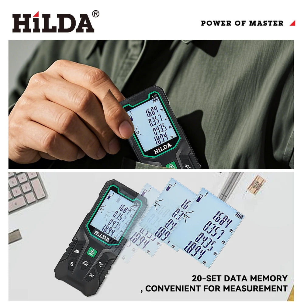 HILDA Laser Rangefinder | Digital Red/Green Light Distance Meter 50M-120M