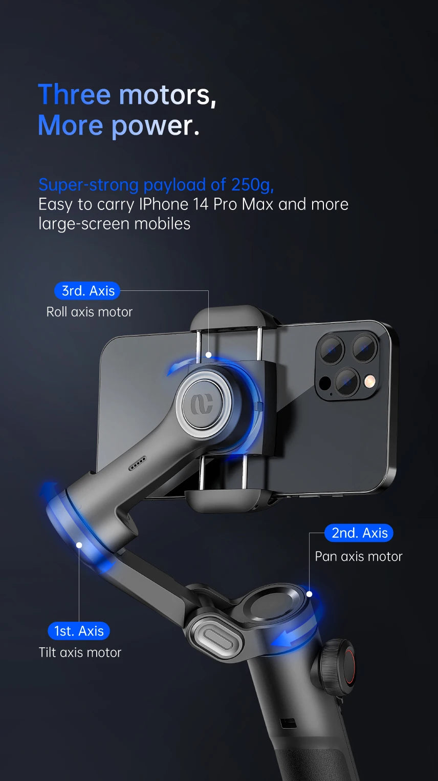 Gimbal aochuan smartxe 3-osiowy | śledzenie ai | płynne vlogi