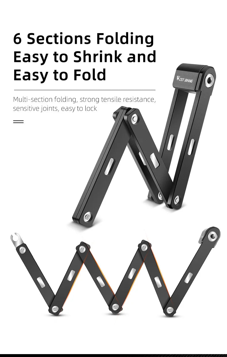 WEST BIKING Foldable Bike & Motorcycle Lock - Key & Password Security