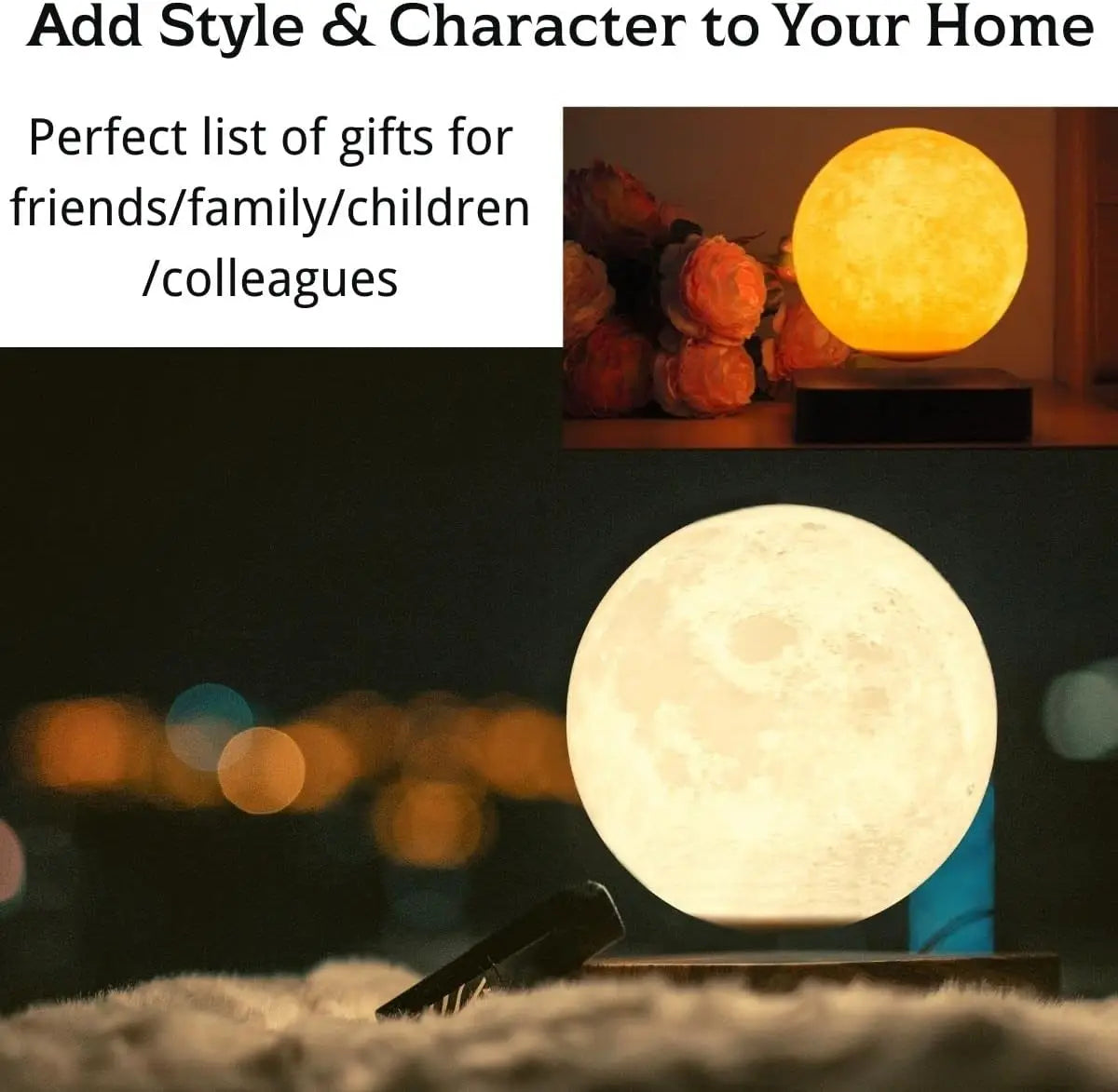 Levitating Moon Lamp - Magnetic Floating Luna Night Light with 3 Color Modes