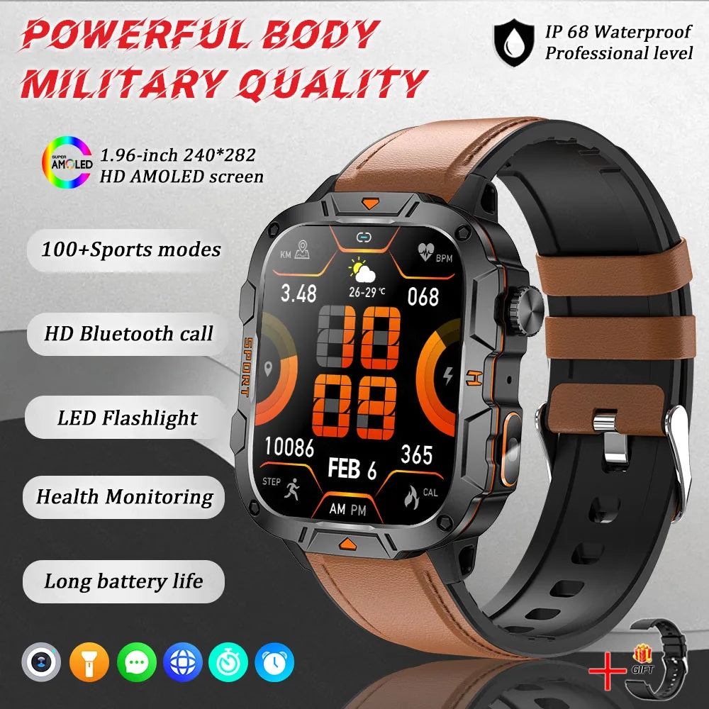 Wojskowy smartwatch dla mężczyzn | wyświetlacz amoled | taktyczny zegarek 5atm
