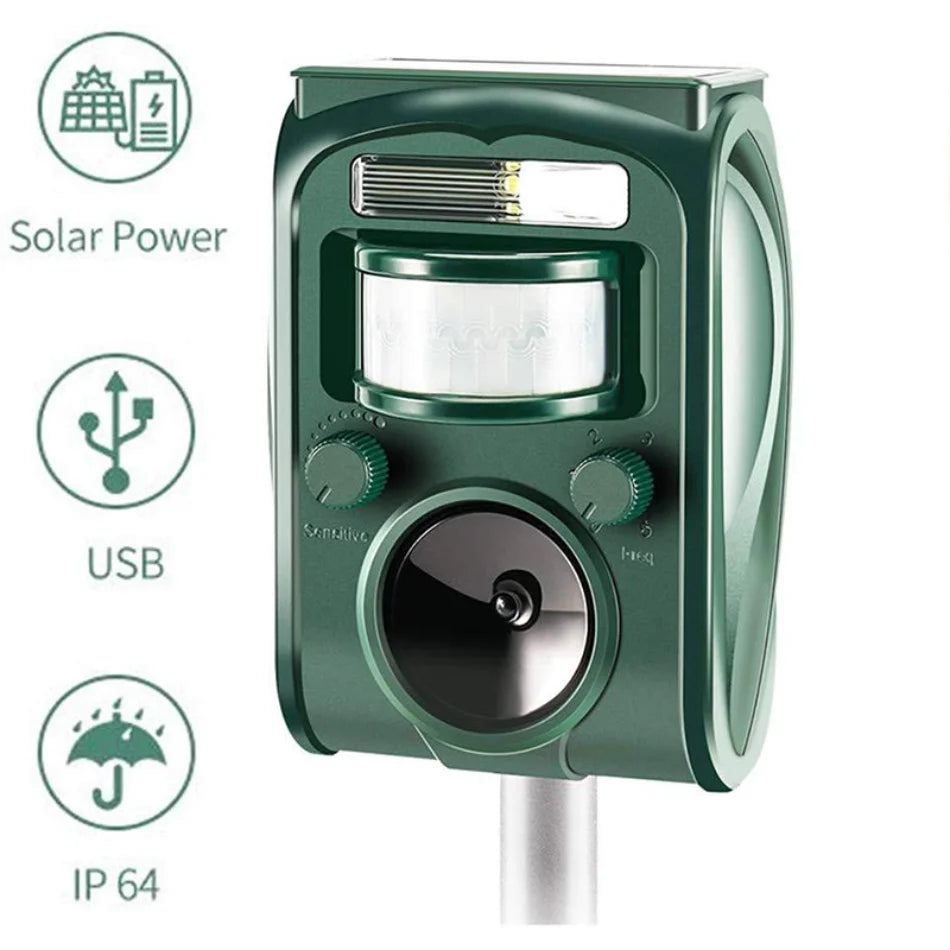Solar Ultrasonic Animal Repeller - Outdoor Pest Control