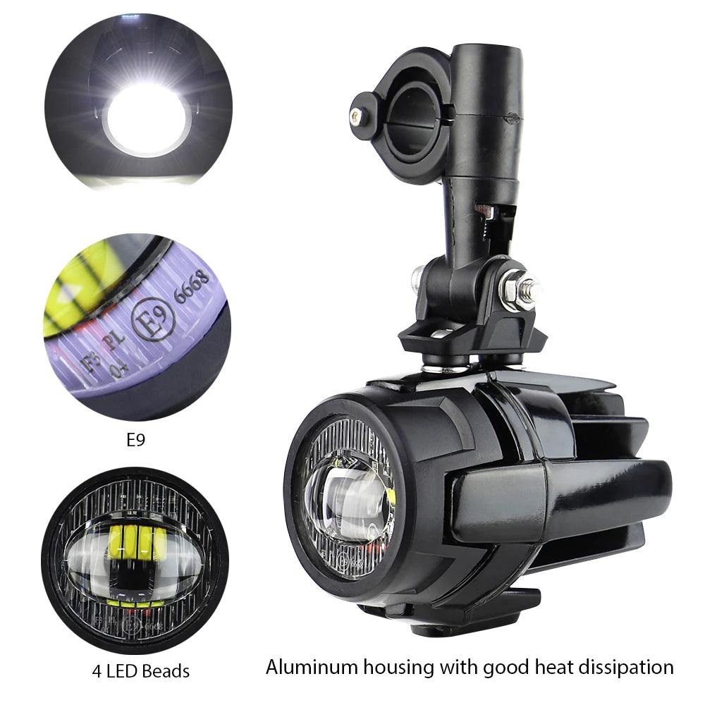 Wysokowydajne pomocnicze lampy przeciwmgielne led do motocykli bmw r1200gs, f800gs, k1600 i uniwersalnych | 40w 6000k