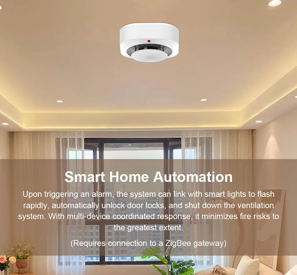 Inteligentny czujnik dymu zigbee wifi do bezpieczeństwa domu tuya smart life