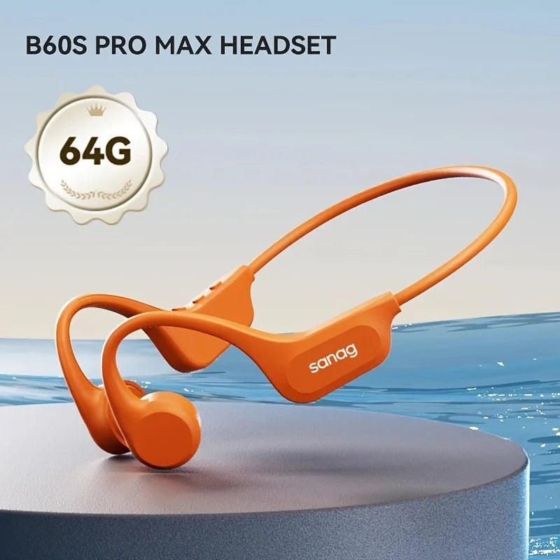 Słuchawki pływackie sanag b60s z przewodnictwem kostnym ipx8 bluetooth mp3