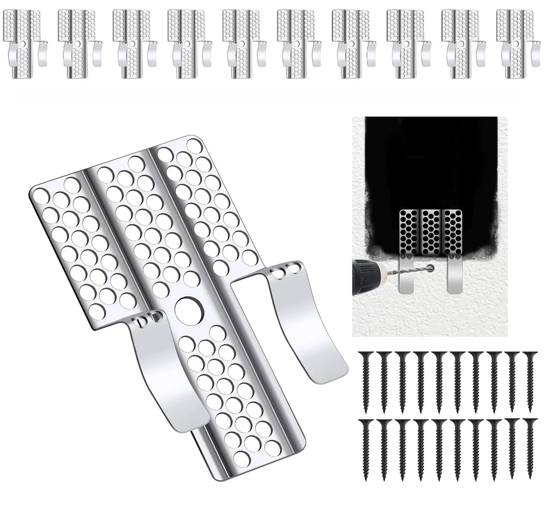 Heavy-Duty Drywall Repair Clips Kit - 10/20 Pcs with Screws for Wood & Steel Studs