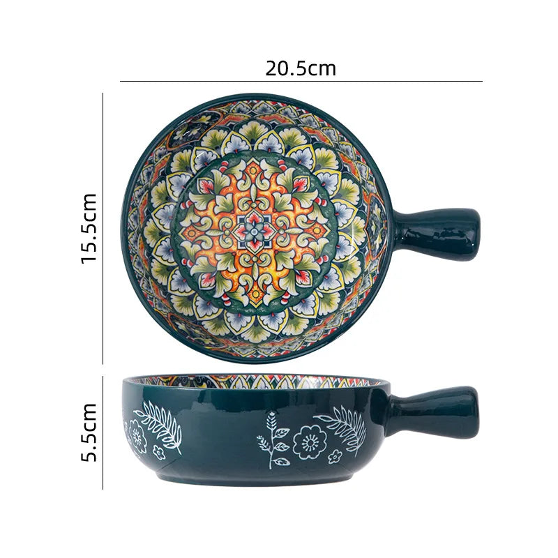 Bohemia Retro Ceramic Dinner Plate Set - Elegant Household Tableware