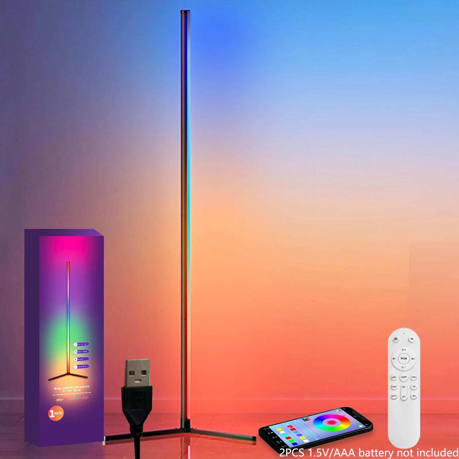 Lampa podłogowa homefish rgb z synchronizacją muzyki - inteligentne oświetlenie led
