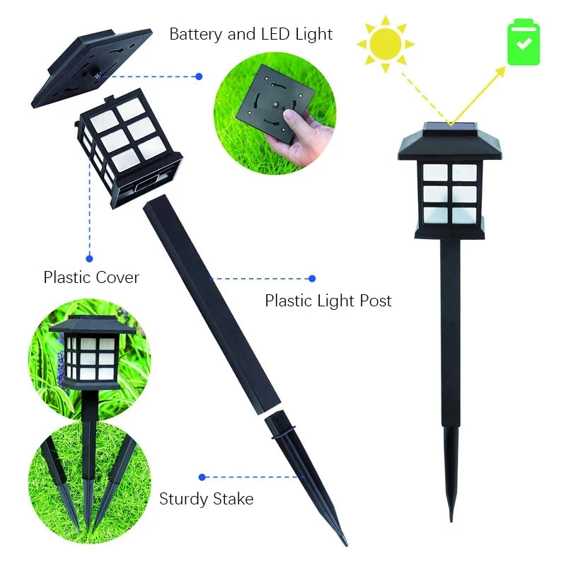 Solarne lampy ścieżkowe 8 sztuk | wodoodporne dekoracje ogrodowe