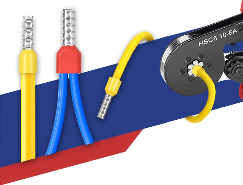 Hexagonal Self-Adjustable Ratchet Ferrule Crimping Tool Kit 23-7AWG | Precision Electrical Connectors
