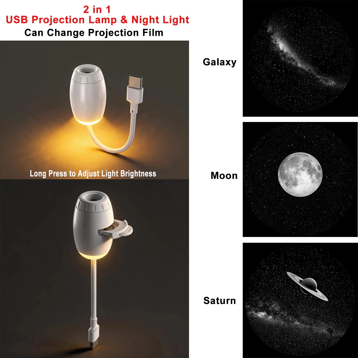 Projektor światła usb do samochodu | led oświetlenie wnętrza galaktyka saturn