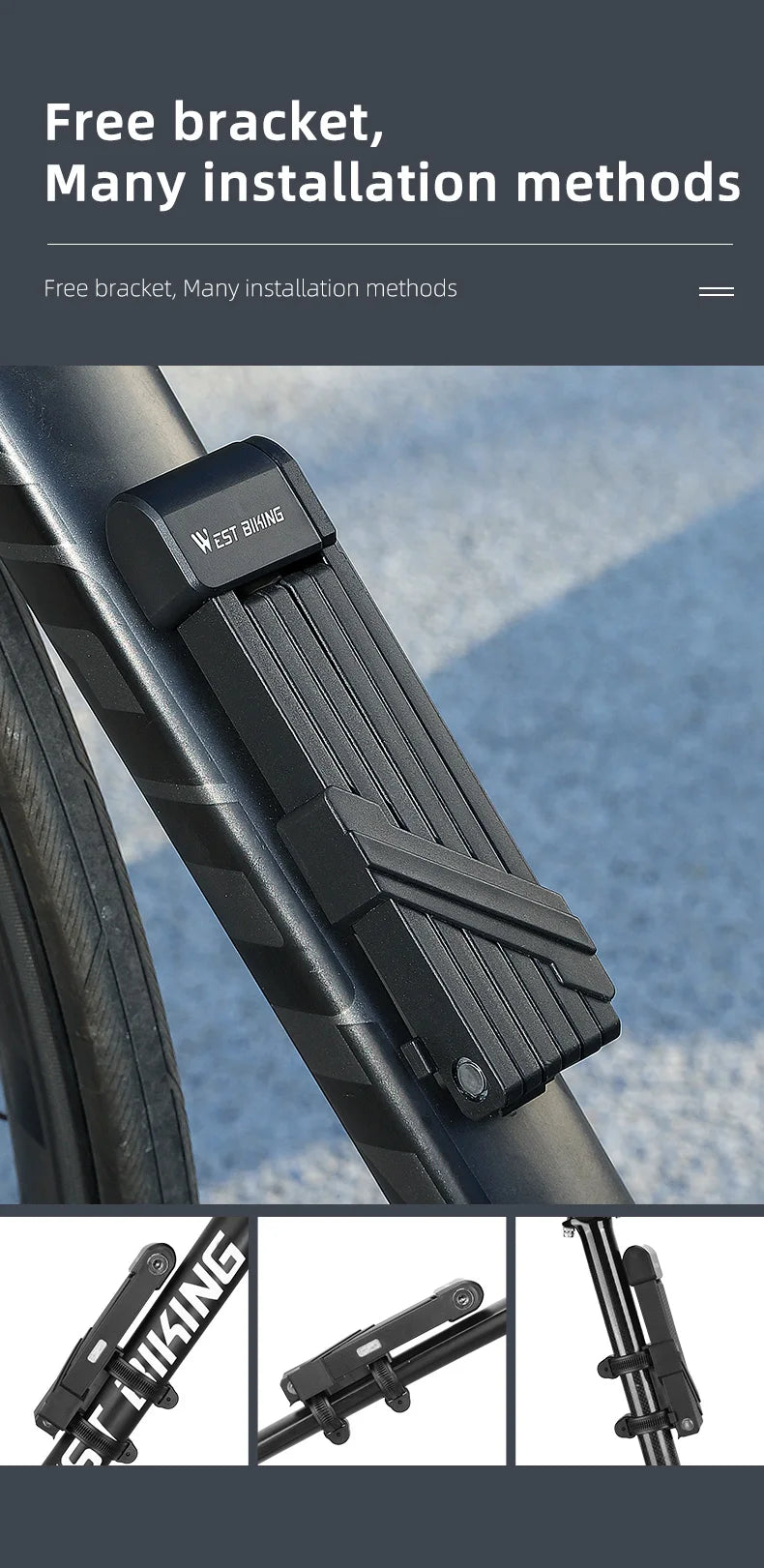 WEST BIKING Foldable Bike & Motorcycle Lock - Key & Password Security