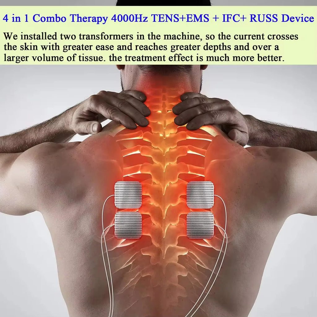 4-in-1 4000Hz Muscle Stimulator | EMS TENS IFC RUSS | 60 Modes Pain Relief Therapy