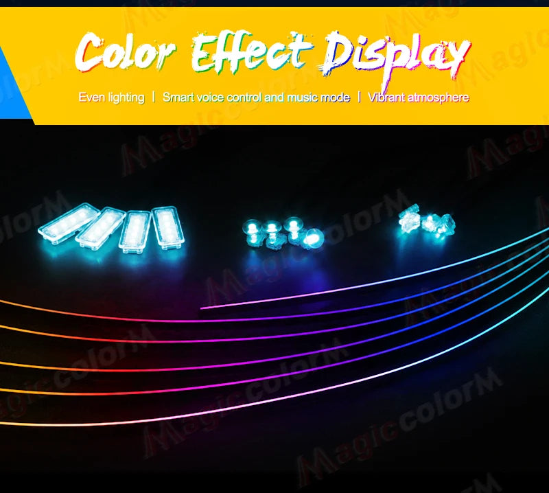 Zestaw 18-w-1 samochodowych lamp ambientowych led – rgb symfonia strumieniowa bluetooth