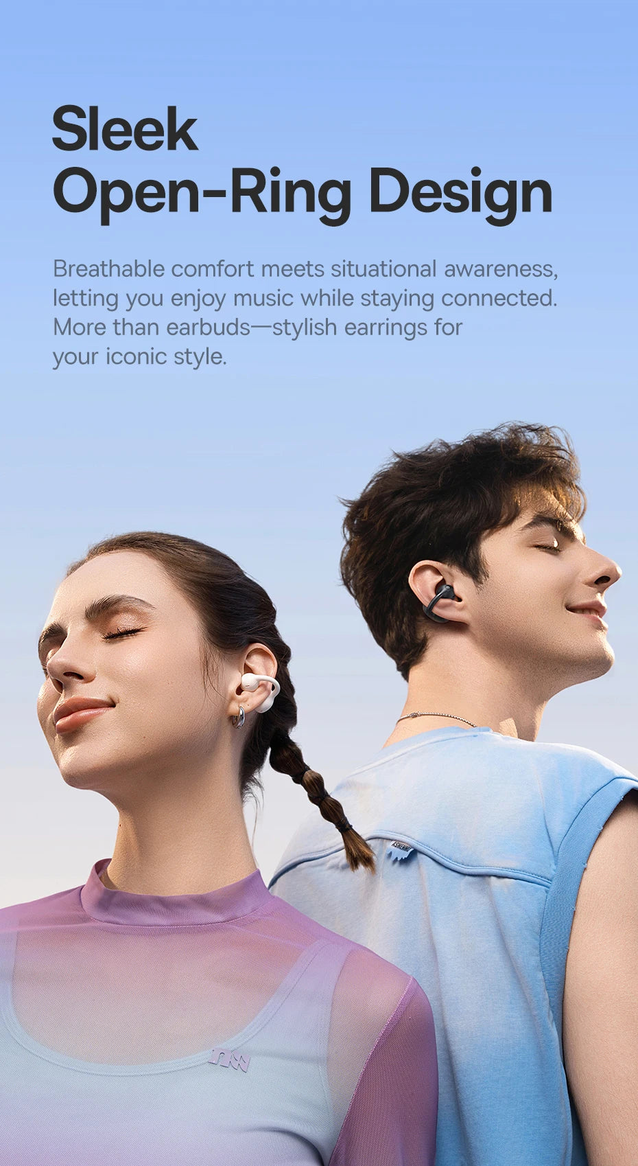 Baseus bc1 otwarte słuchawki na klips – bezprzewodowe sportowe słuchawki bluetooth 6.0 z 4 mikrofonami, super basem i ip55
