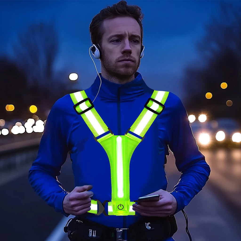 Kamizelka led do biegania | ładowana usb i odblaskowa wysoka widoczność