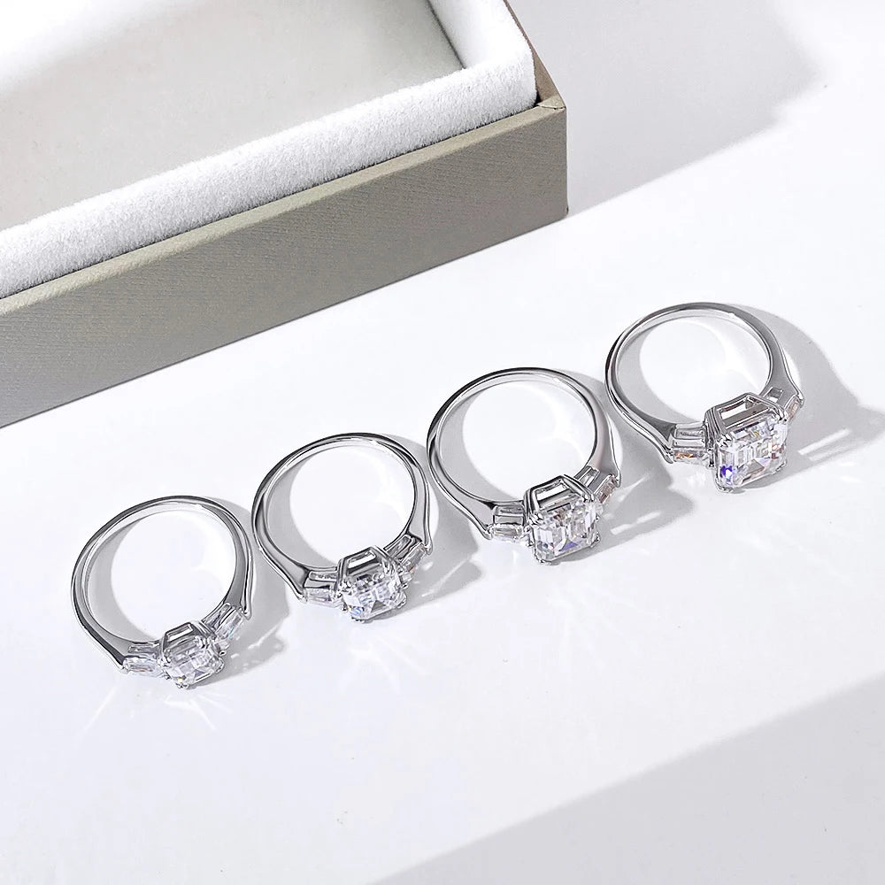 Vabena Emerald Cut Moissanite Engagement Ring - Dazzling Brilliance