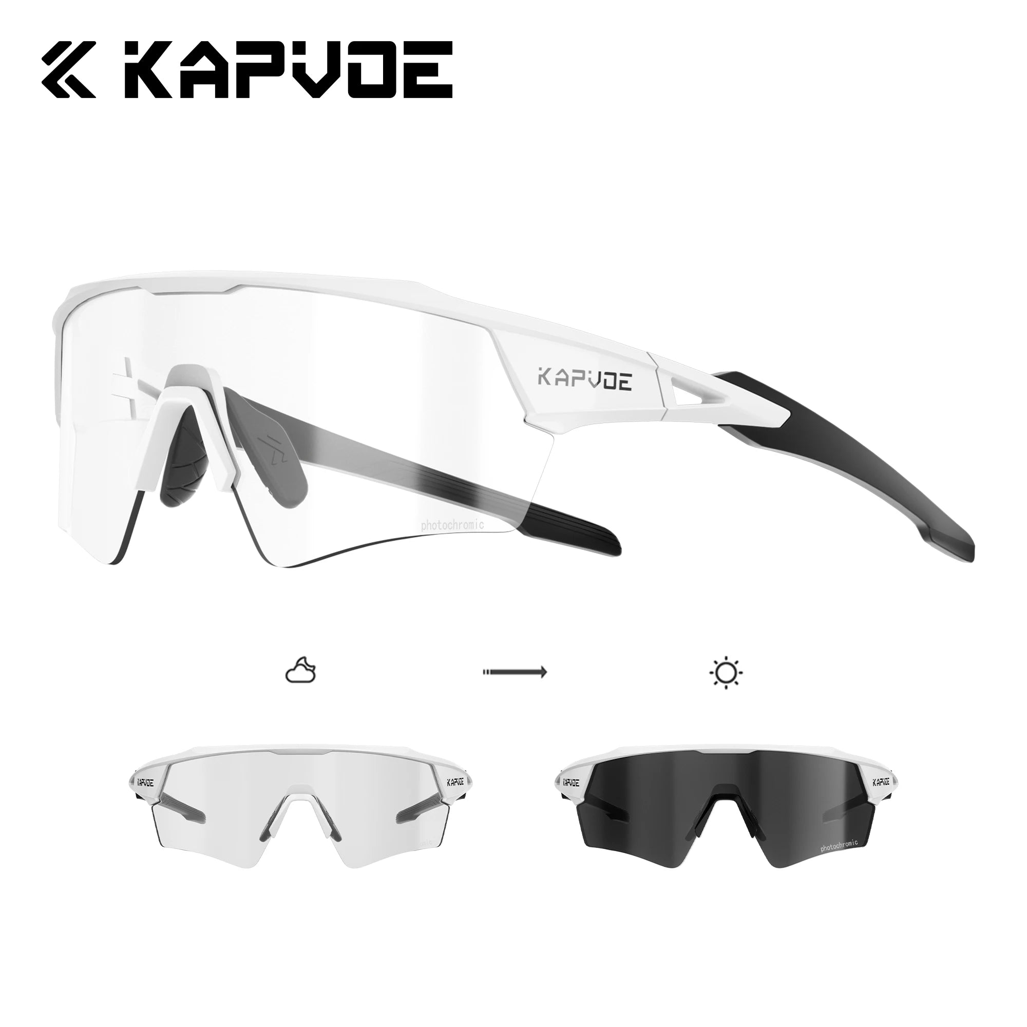 Okulary rowerowe kapvoe fotochromowe mtb uv400 do biegów i sportów na świeżym powietrzu