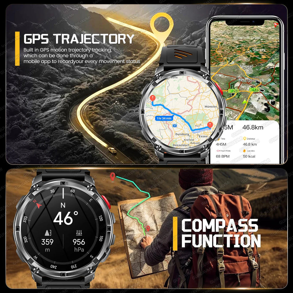 T-rex3 pro smartwatch | bateria 1100mah, gps, wodoodporny 5atm, wojskowy standard