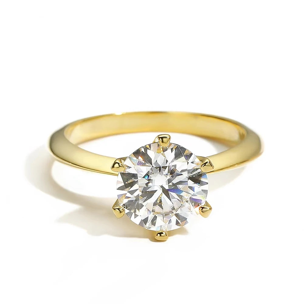 D VVS Moissanite Solitaire Ring - Brilliant 6-Prong Engagement & Promise