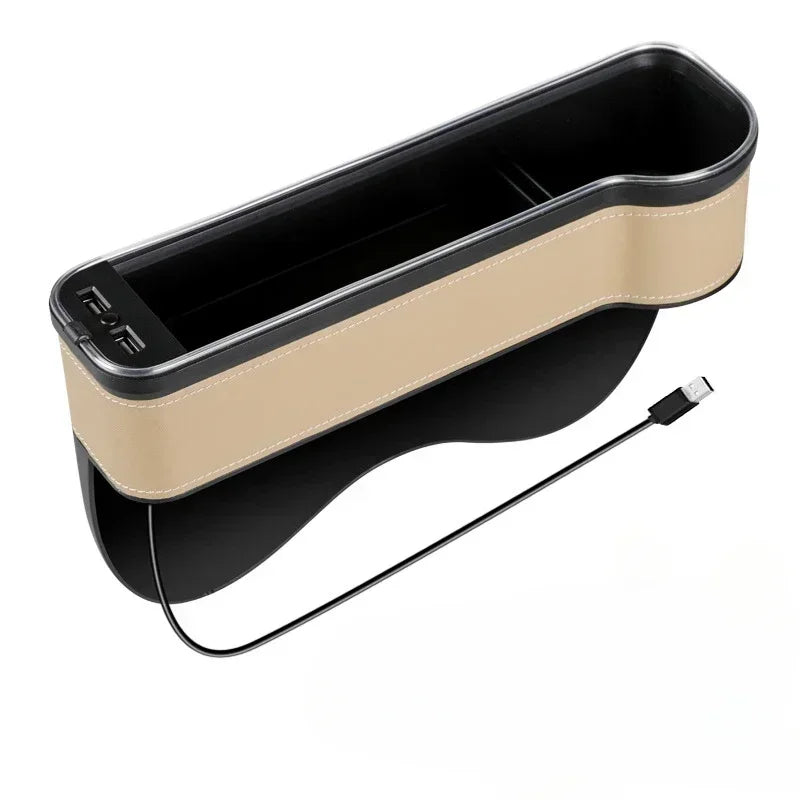 Car Seat Gap Organizer with USB Charger, LED & Cup Holder | Crevice Storage