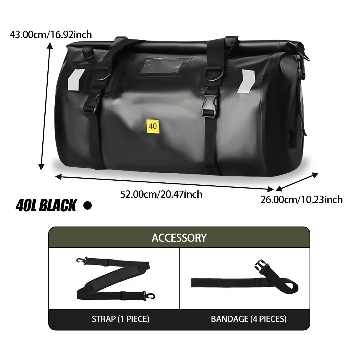 Wodoodporna torba motocyklowa na bagaż | suchy plecak rolowany | 20l, 40l, 66l