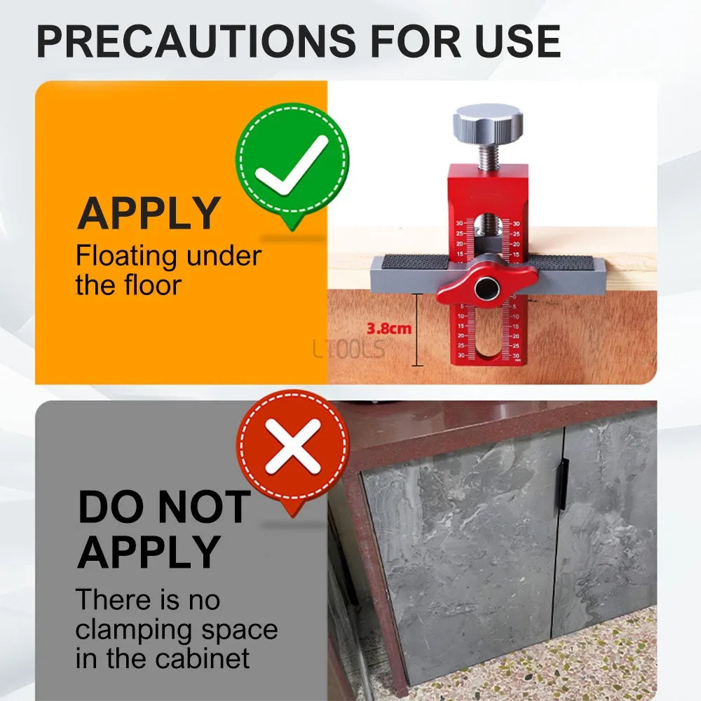 Cabinet Door Leveling & Installation Jig - 2-in-1 Positioning & Drilling Tool