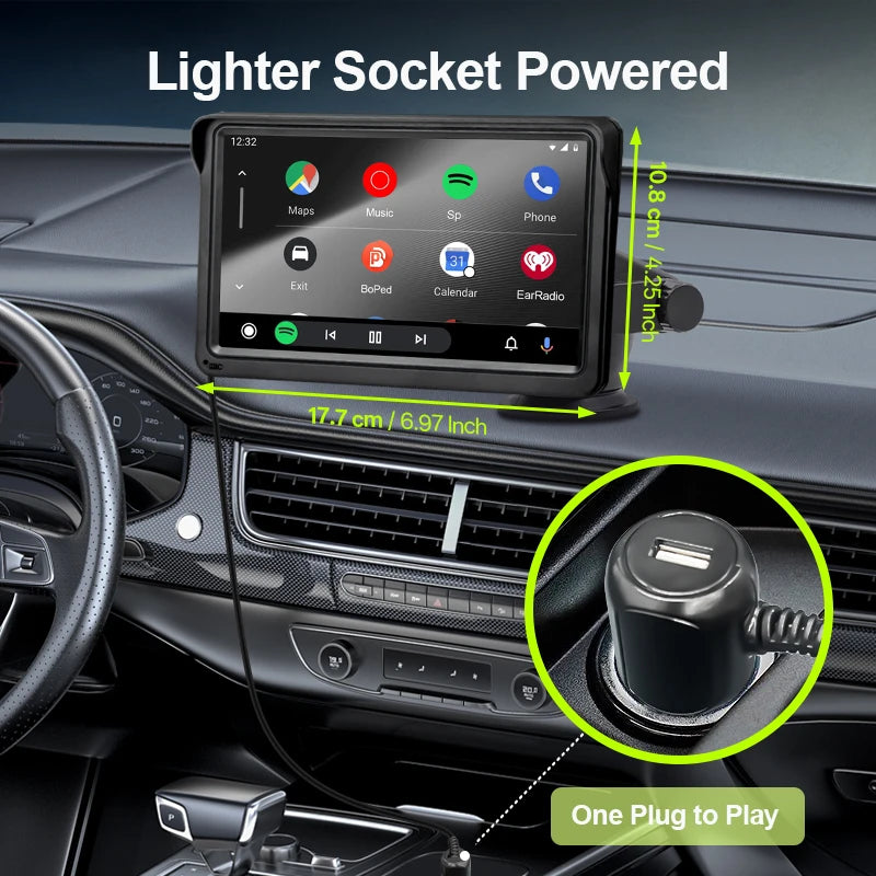Przenośne radio samochodowe hippcron 7 cali z bezprzewodowym carplay i android auto